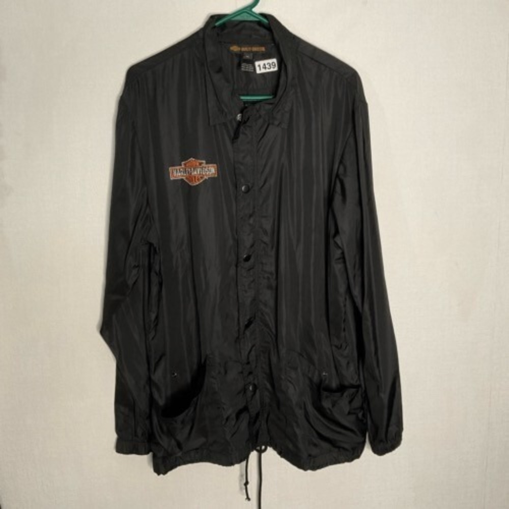 Harley-Davidson Winged Graphic Black Zip Windbreaker Rain Jacket Men XL India